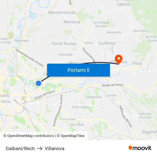 Galbani/Rech to Villanova map
