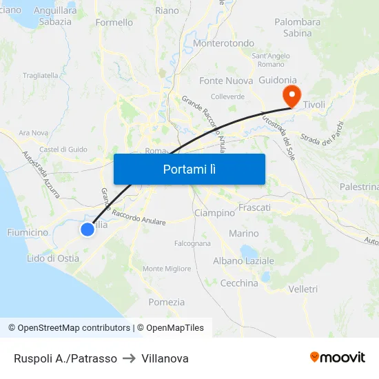 Ruspoli A./Patrasso to Villanova map