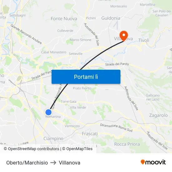 Oberto/Marchisio to Villanova map