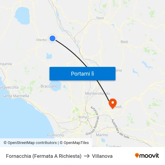Fornacchia (Fermata A Richiesta) to Villanova map
