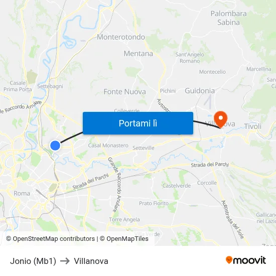 Jonio (Mb1) to Villanova map