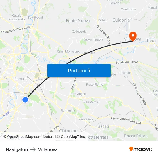 Navigatori to Villanova map