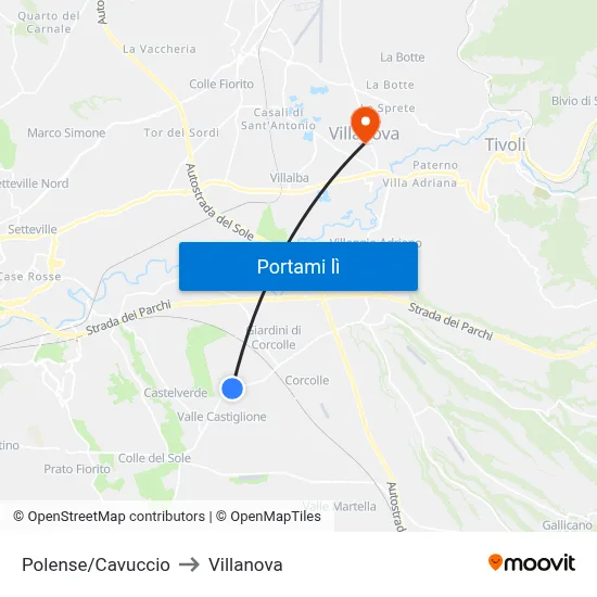 Polense/Cavuccio to Villanova map