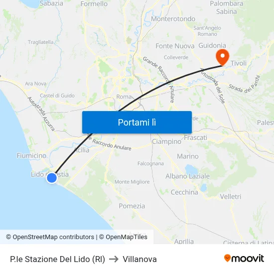 P.le Stazione Del Lido (Rl) to Villanova map