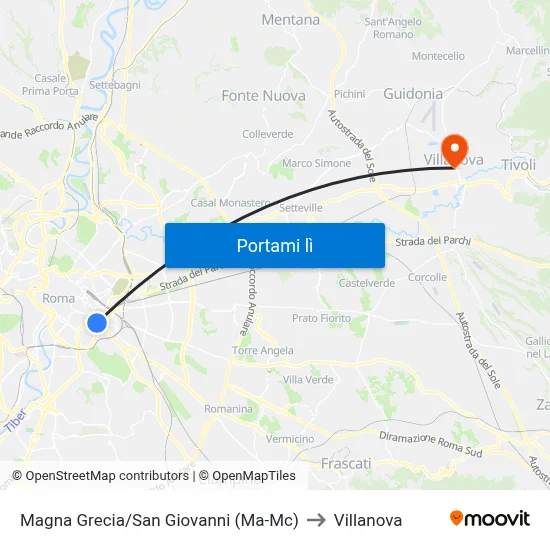 Magna Grecia/San Giovanni (Ma-Mc) to Villanova map