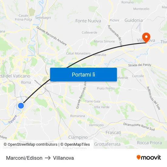 Marconi/Edison to Villanova map