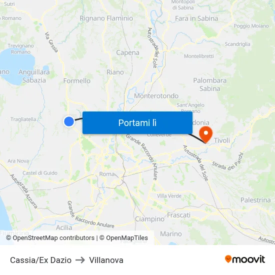 Cassia/Ex Dazio to Villanova map