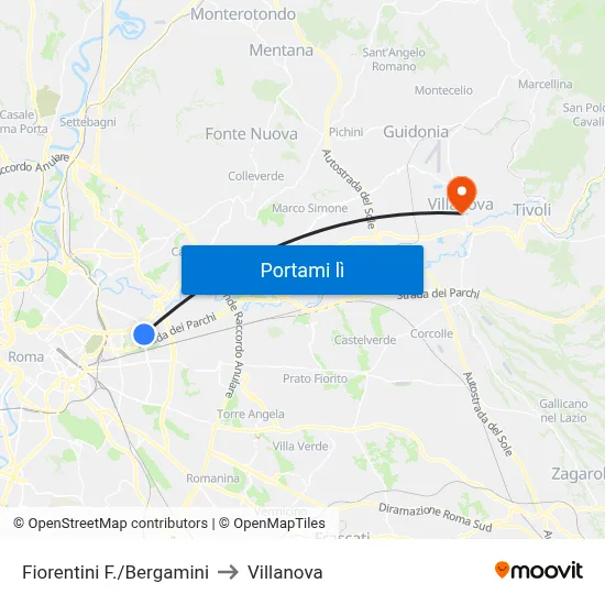 Fiorentini F./Bergamini to Villanova map