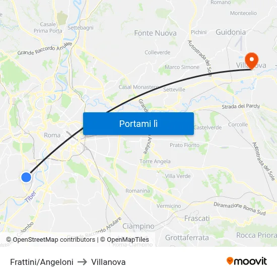 Frattini/Angeloni to Villanova map