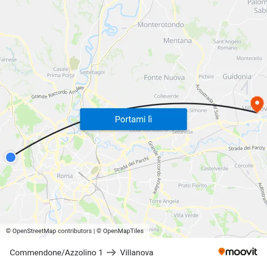 Commendone/Azzolino 1 to Villanova map