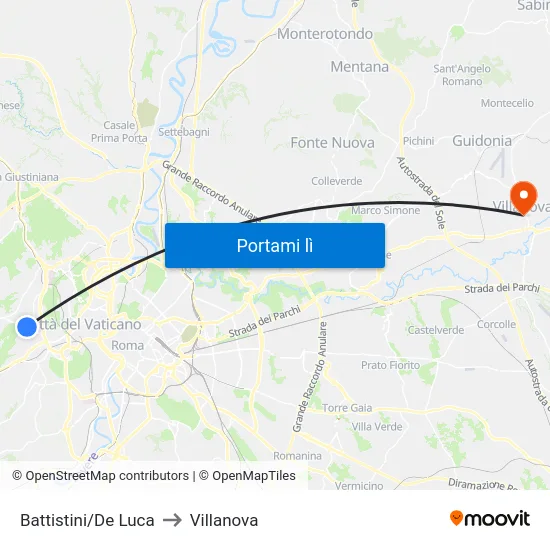Battistini/De Luca to Villanova map