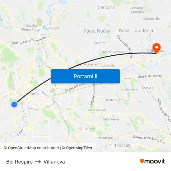 Bel Respiro to Villanova map