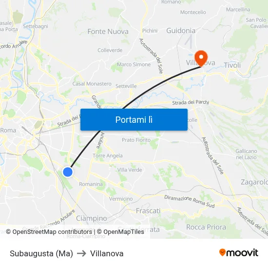 Subaugusta (Ma) to Villanova map
