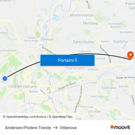 Andersen/Podere Trieste to Villanova map