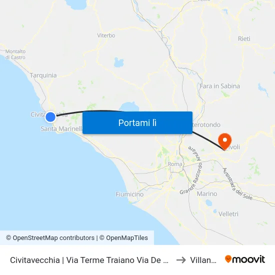 Civitavecchia | Via Terme Traiano Via De Sanctis to Villanova map