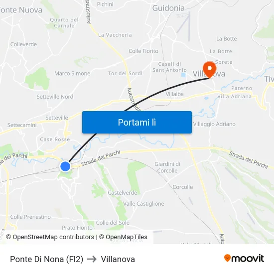 Ponte Di Nona (Fl2) to Villanova map