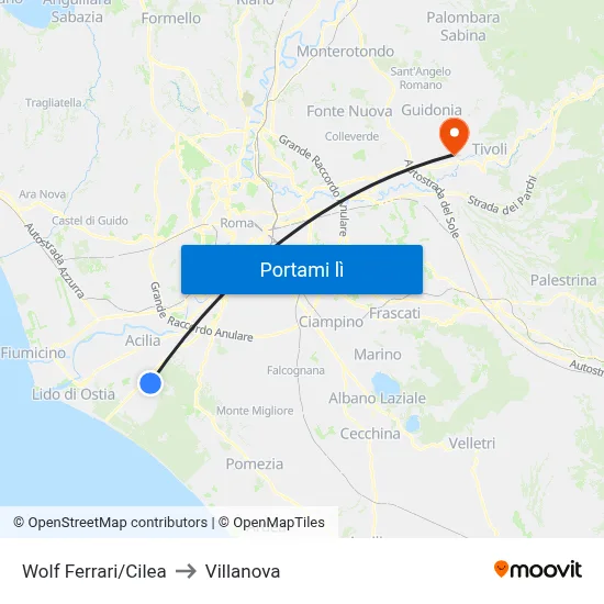 Wolf Ferrari/Cilea to Villanova map