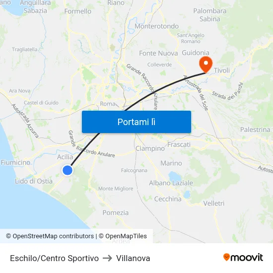 Eschilo/Centro Sportivo to Villanova map