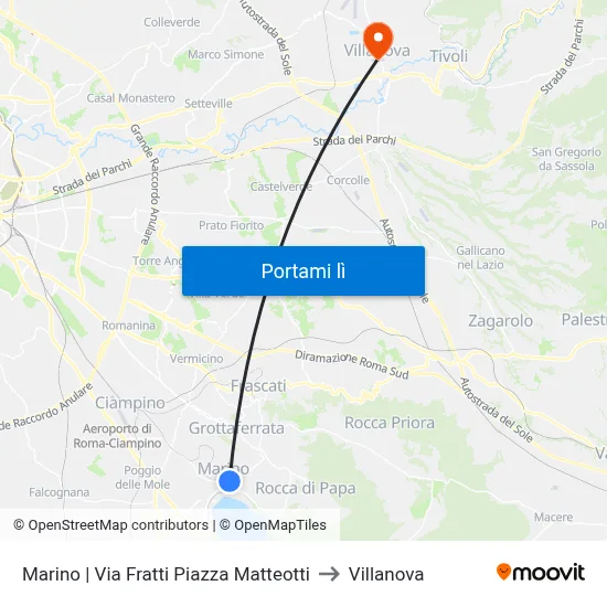 Marino | Via Fratti Piazza Matteotti to Villanova map