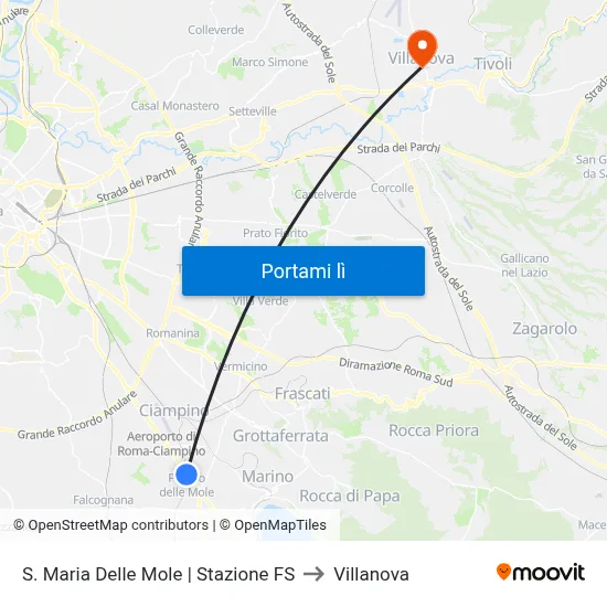 S. Maria Delle Mole | Stazione FS to Villanova map