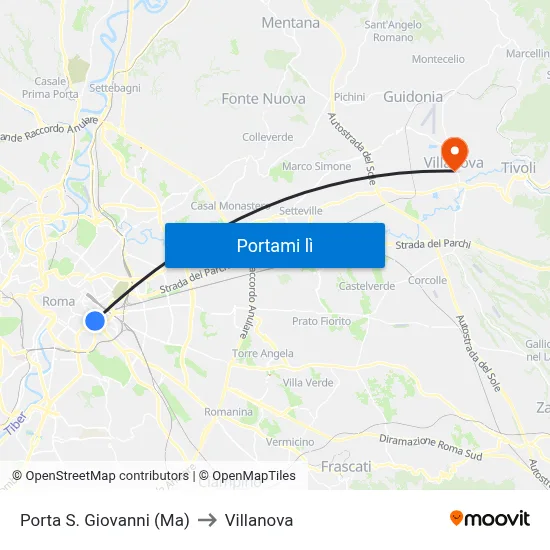 Porta S. Giovanni (Ma) to Villanova map