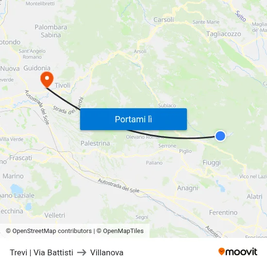 Trevi | Via Battisti to Villanova map
