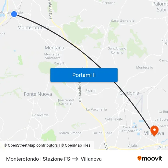 Monterotondo | Stazione FS to Villanova map