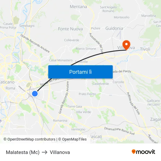 Malatesta (Mc) to Villanova map