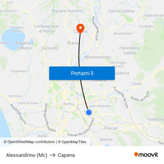Alessandrino (Mc) to Capena map