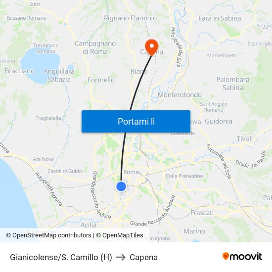 Gianicolense/S. Camillo (H) to Capena map