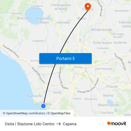 Ostia | Stazione Lido Centro to Capena map