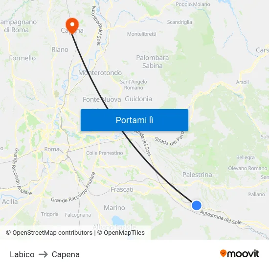 Labico to Capena map