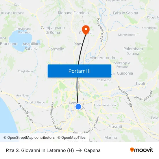 P.za S. Giovanni In Laterano (H) to Capena map