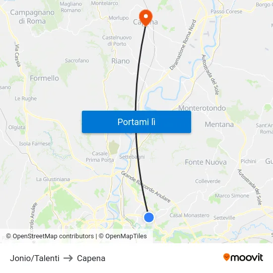 Jonio/Talenti to Capena map