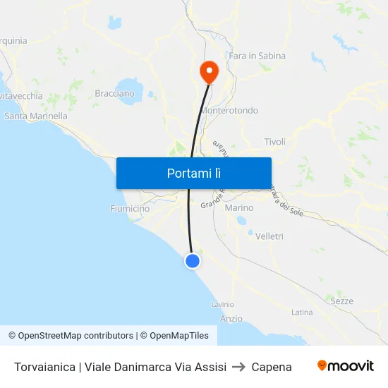 Torvaianica | Viale Danimarca Via Assisi to Capena map