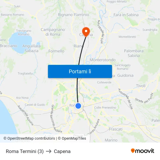 Roma Termini (3) to Capena map