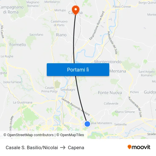 Casale S. Basilio/Nicolai to Capena map