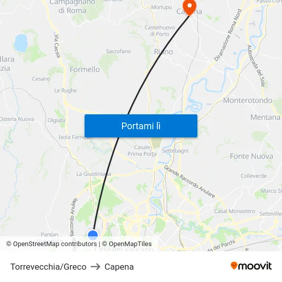 Torrevecchia/Greco to Capena map