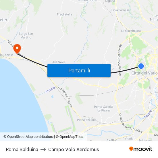 Roma Balduina to Campo Volo Aerdomus map