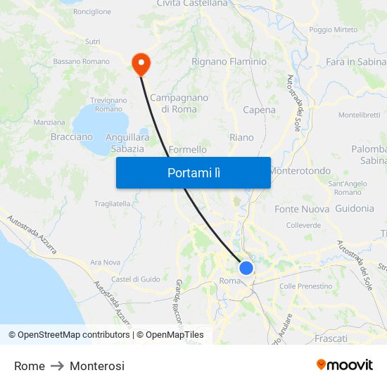 Rome to Monterosi map