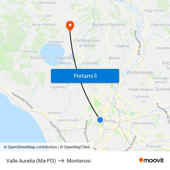 Valle Aurelia (Ma - Fl3) to Monterosi map