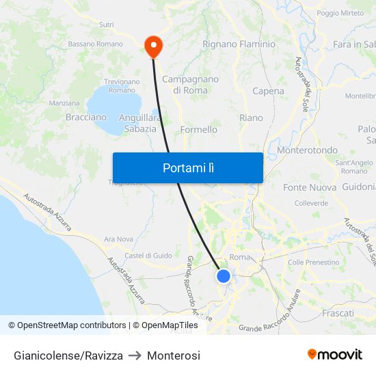 Gianicolense/Ravizza to Monterosi map