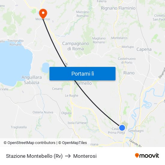 Stazione Montebello (Rv) to Monterosi map