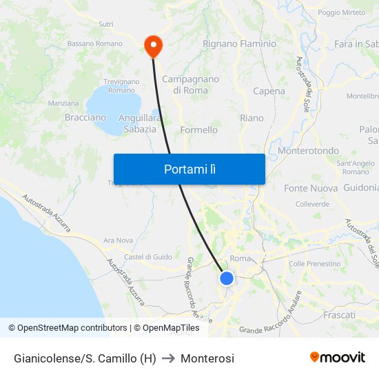 Gianicolense/S. Camillo (H) to Monterosi map