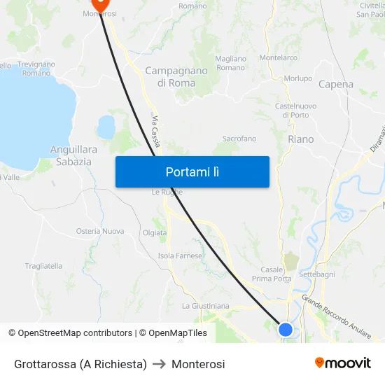 Grottarossa (A Richiesta) to Monterosi map