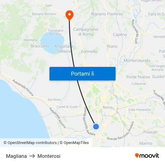 Magliana to Monterosi map