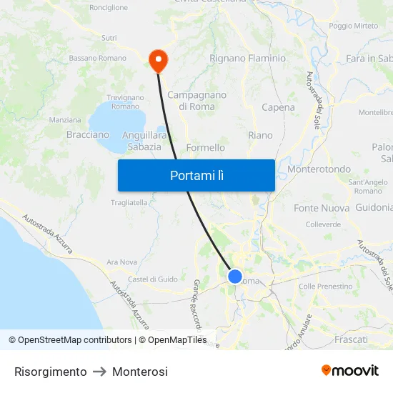 Risorgimento to Monterosi map