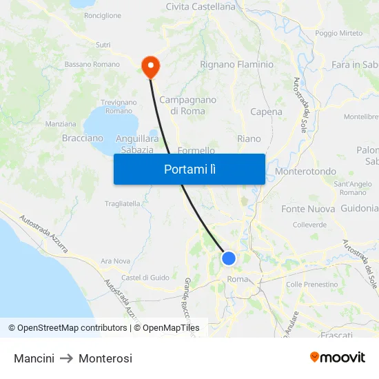 Mancini to Monterosi map