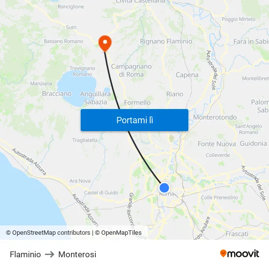 Flaminio to Monterosi map