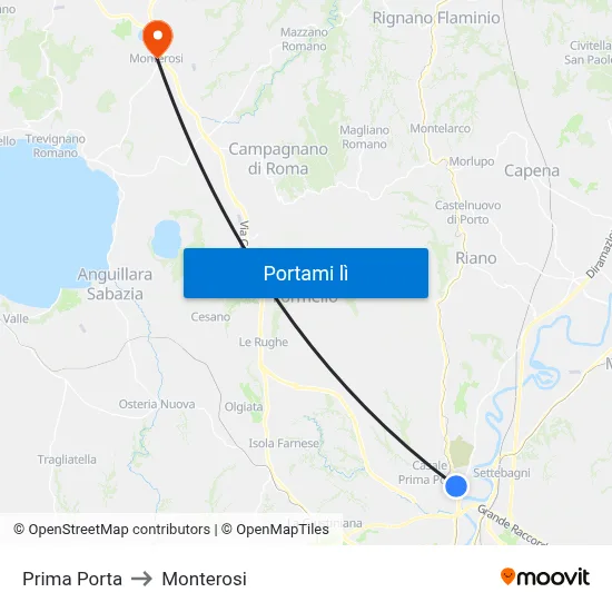 Prima Porta to Monterosi map